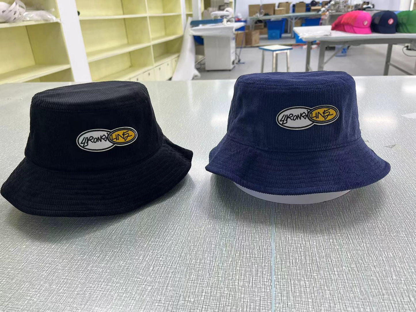 black corduroy bucket hat