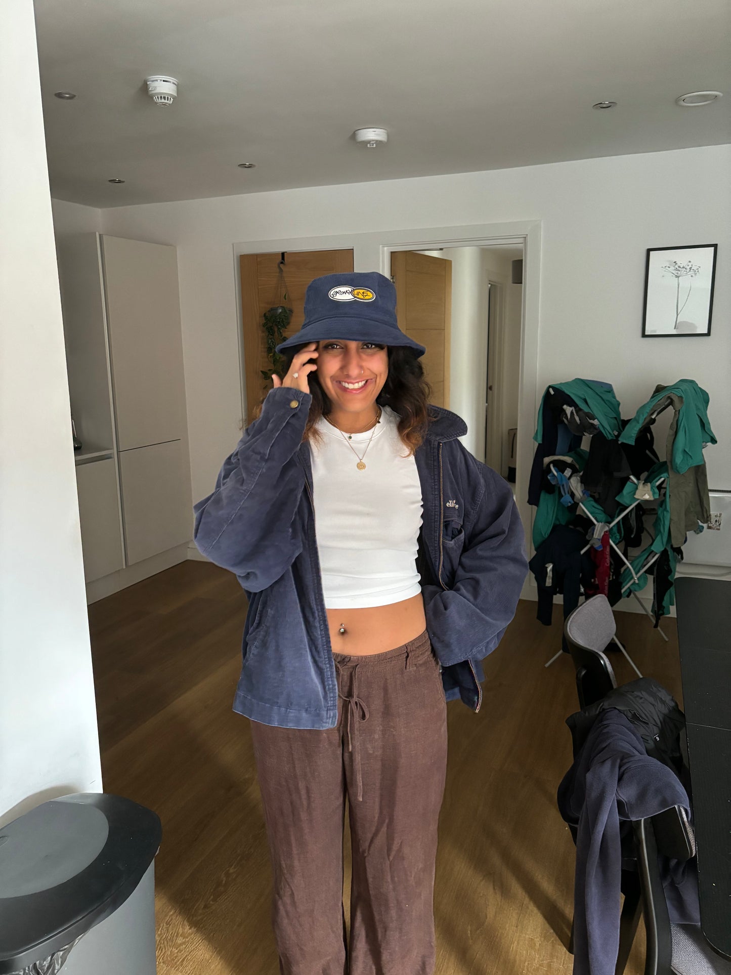 navy corduroy bucket hat
