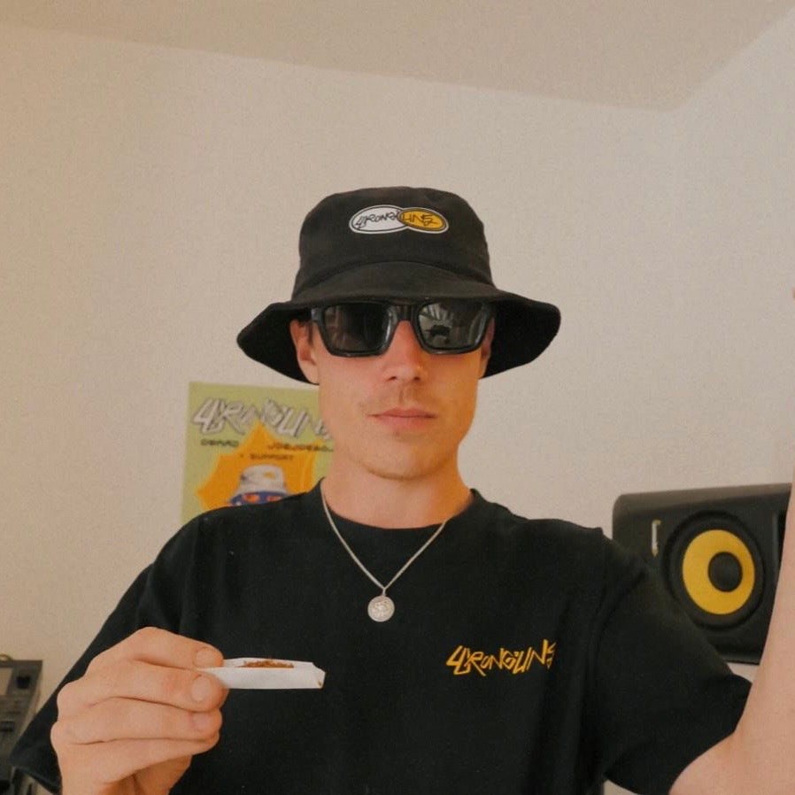 black corduroy bucket hat