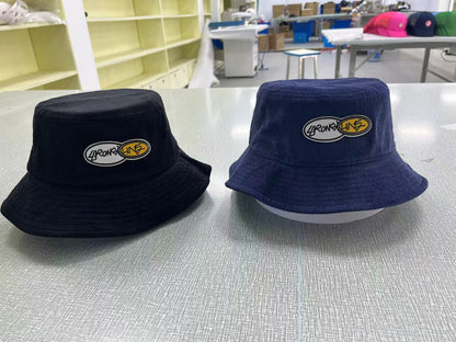 black corduroy bucket hat