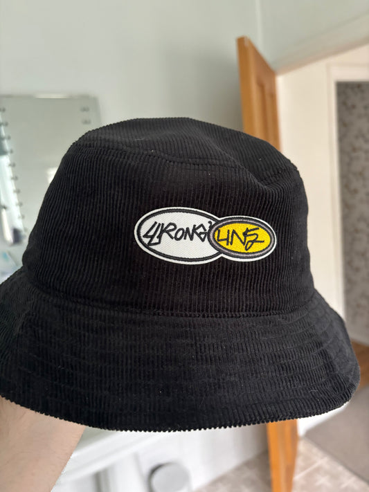 black corduroy bucket hat